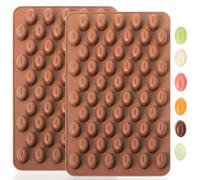 Amyandone Lot de 2 mini moules en silicone pour grains de café, 55 cavités en forme de grain de café, mini moule en silicone de qualité alimentaire pour pépites de chocolat maison sans sucre,