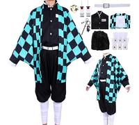 Amycute Déguisement Anime Cosplay Enfant et Adulte Fête Halloween Carnaval Ensemble Costume Cape Japonais Kimono Accessoires Ceinture Boucle d'oreille pour Fille Garcon Homme Femme