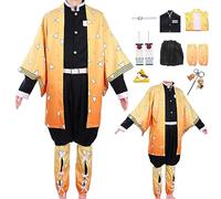 Amycute Déguisement Anime Cosplay Enfant et Adulte Fête Halloween Carnaval Ensemble Costume Cape Japonais Kimono Accessoires Ceinture Boucle d'oreille pour Fille Garcon Homme Femme