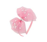 AMYDECOR Bandeaux avec perles - Accessoires de cheveux pour petites filles - Élégant voile en dentelle pour anniversaire, mariage, Halloween, Thanksgiving et Noël - Rose clair