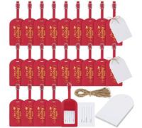 Amylove Lot de 24 étiquettes à bagages en vrac pour cadeaux de mariage et inscription « So The Adventure Begins » (rouge vin)