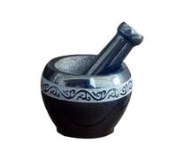 AMYSTY Mortier Pilon Cuisine pour Herbes Pilon À Ail en Pierre Entière, Mortier en Pierre Ménager, Broyeur De Cuisine, Ensemble De Pilon Ustensiles De Cuisine(13x9cm)