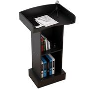 AMYSTY Pupitre Lutrin Réception Support De Podium avec Rangement, Lutrins, Chaire D'église, Activité, Enseignant D'école Bureau école(Black)