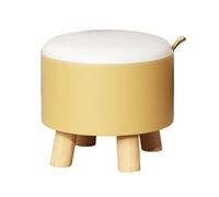 AMYSTY Repose Pied Pouf Salon Petit Repose-Pieds Multifonctions, Poignées Portables, Cadre en Bois Massif pour Chambre Entrée(Yellow)