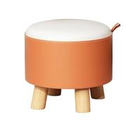 AMYSTY Repose Pied Pouf Salon Petit Repose-Pieds Multifonctions, Poignées Portables, Cadre en Bois Massif pour Chambre Entrée(Oranje)