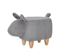 AMYSTY Repose Pied Pouf Salon Repose-Pieds en Peluche Douce Forme De Lapin avec Pieds Bois for La Chambre pour Chambre Entrée(Gray)
