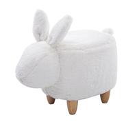 AMYSTY Repose Pied Pouf Salon Repose-Pieds en Peluche Douce Forme De Lapin avec Pieds Bois for La Chambre pour Chambre Entrée(White)