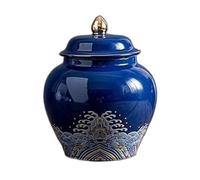 AMYSTY Urne Funeraire Compacte Urnes De Crémation pour Cendres, Pot Commémoratif en Céramique pour Animaux Compagnie, Cercueil pour, Funéraires pour Conserver(Blue)