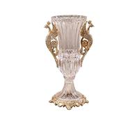 AMYSTY Vase en Verre De Cristal De Paon - 42 Cm De Haut Et 28 Cm De Large - Grand Vase À Fleurs en Forme De Coupe pour La Maison, Hôtel, Décoration De Mariage - Cadeau Décoratif