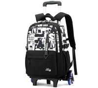 Amythe Cartable à Roulettes Ado Garçon 10-24 Ans - Sac à Dos Trolley 6 Roues pour Collège Lycée - Grand Sac de Voyage pour Ordinateur 15.6 Pouces - Rentrée Scolaire, Noël