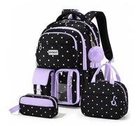 Amythe Cartable École Filles Classes de 1 à 6 3 pièces Collège Set, Violet