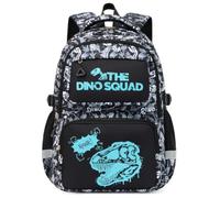 Amythe Cartable École Garçons Classes de 1 à 4 Lumineux Voyage, Dinosaure | Grand Réfléchissant Compartiment Laptop Dinosaure Daypack Multi-Poches Spacieux Robuste pour École Randonnée