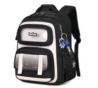 Amythe Cartable Garçons Primaire, Sac à Dos Enfant Ergonomique pour Scolaire - CE2 CM1 CM2, Sac Ecole Garcon Primaire avec Bandes Réfléchissantes, Noir