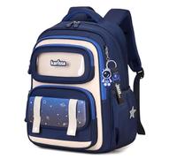 Amythe Cartable Garçons Primaire, Sac à Dos Enfant Ergonomique pour Scolaire - CE2 CM1 CM2, Sac Ecole Garcon Primaire avec Bandes Réfléchissantes, Bleu Marine