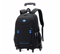 Amythe Sac à Dos à Roulette Garçon, Sac Ecole Trolley Détachable Idéal pour Primaire et Secondaires, Cartable Convient aux adolescents Garçons Filles de 9 à 18 ans, 6 Roues, Noir