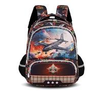 Amythe Sac à dos d'écolier pour garçon de 1ère à 5e artable pour enfants avec sangle de poitrine et réflecteurs pour 6 à 10 ans, sac d'école étanche pour l'école primaire, Imprimé avion, Sac