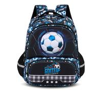 Amythe Sac à dos d'écolier pour garçon de 1ère à 5e artable pour enfants avec sangle de poitrine et réflecteurs pour 6 à 10 ans, sac d'école étanche pour l'école primaire, Motif football, Sac