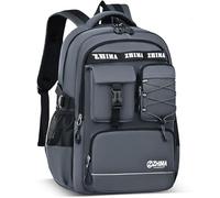 Amythe Sac à Dos Garçon Collège, Cartable Adolescent Scolaire Imperméable Durable avec Bandes Réfléchissantes, Sac Ecole Lycée Garçon Grande Capacité 24L pour 15.6" Ordinateur, Gris