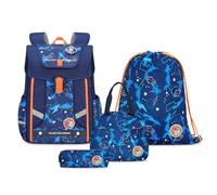 Amythe Sac à Dos pour Enfant Cartable, Ensemble de 4 Sacs à Dos Scolaires Ergonomiques - Cartable pour Garçons & Filles, Adolescents et École Primaire - Motif Spatial