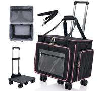 Amythe Sac à roulettes pour enseignante avec 5 roues détachables, trolley avec poches rembourrées pour ordinateur portable jusqu'à 17,3 pouces, Noir, L43cm x L26cm x H35cm, 39 Litres, Sac enroulable