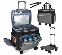 Amythe Sac à roulettes pour Professeur à 5 Roues avec Organiseur de Fichiers en Accordéon, Sac de Rangement Trolley pour Ordinateur Portable 15.6", Noir