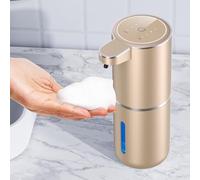 Amyzavls Distributeur de savon automatique - 380 ml - Fixation murale - Distributeur de savon électrique sans contact - Avec capteur - Rechargeable par USB - Pour salle de bain, cuisine - Doré
