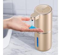 Amyzavls Distributeur de savon automatique - 380 ml - Montage mural électrique - Sans contact - Rechargeable par USB - Avec détecteur de mouvement infrarouge - Pour salle de bain, cuisine - Doré