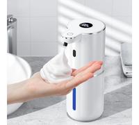 Amyzavls Distributeur de savon automatique avec affichage numérique, fixation murale, sans contact, 380 ml, distributeur de savon électrique avec capteur, rechargeable par USB, pour salle de bain