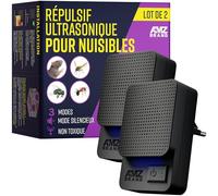 AMZ BRAND Répulsif Ultrasonique Contre Les Nuisibles 2 Pack - Puissant Répulsif à Souris - 3 Modes de Fonctionnement - Large Gamme de Fréquences - Idéal pour Souris, Rats, Moustiques, Cafards, Mites