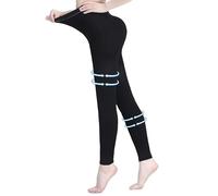 AMZAM® Collants de compression médicale pour homme et femme, 15-20 mmHg, leggings de compression graduée, opaques sans pieds, taille haute, bas de compression pour œdème, varices, post-chirurgie, noir