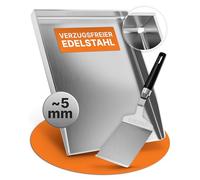 AMZBBQ Set de plancha Premium - 40 x 30 cm - Plaque de cuisson en acier inoxydable - 4,8 mm d'épaisseur - Convient pour gaz, charbon de bois et induction - Spatule de barbecue incluse