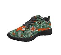 Amzbeauty Baskets de course antidérapantes et respirantes en maille pour femme - Pour la gym, le sport, le fitness - Chaussures légères - Motif chien heureux - Vert - Fox 2., 40.5 EU