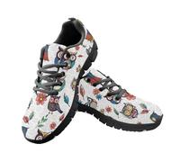 Amzbeauty Chaussures de course décontractées pour homme - Légères et respirantes, Boho Hibou Floral Blanc, 40 2/3 EU
