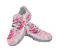 Amzbeauty Chaussures de marche légères avec semelle blanche mignonne, chaussures de tennis pour femme, baskets décontractées tendance, Pivoine rose marbre doré, 37 EU