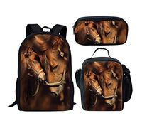 Amzbeauty Delicious Sac à dos motif ananas populaire Sac à dos d'école pour école primaire ou collège garçons et filles, Ensemble de chevaux/, 17.3 inch, Voyage