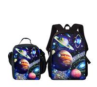 Amzbeauty Ensemble sac à dos d'école, sac à déjeuner, sacs à stylos, sacs à livres, sacs de jour, Planet Set a, 15", Ensemble cartable