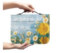 Amzbeauty Étui de bible pour homme et femme - Housse de livre légère pour chrétiens en cuir synthétique imperméable - Sac de rangement facile à transporter - Imprimé tournesol et marguerite