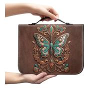 Amzbeauty Étui de protection en cuir pour livre d'église - Étui de transport - Cadeaux chrétiens - Imprimé papillon