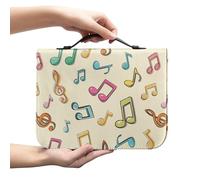 Amzbeauty Housse de bible en cuir pour homme et femme avec poignée de transport, cadeau chrétien, note de musique imprimée