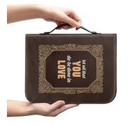 Amzbeauty Housse de bible en cuir PU avec fermeture éclair et poignée sur le dessus, cadeau chrétien avec inscription « Let All That You Do Be Done in Love »