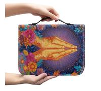 Amzbeauty Housse de bible en cuir - Sac d'église - Étui de protection pour livre de bible - Étui de transport - Porte-documents - Cadeaux chrétiens - Imprimé tête de mort