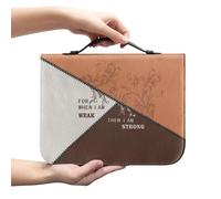 Amzbeauty Housse de bible pour femme avec poignée et poche de rangement - Étui de transport pour art chrétien - Impression « My Grace is Enough »