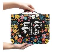 Amzbeauty Housse de bible pour homme et femme en cuir synthétique - Sac fourre-tout pour livre - Accessoires cadeaux chrétiens - Imprimé « I Am The Way »