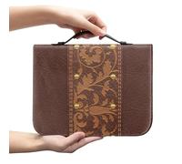 Amzbeauty Housse de bible pour homme et femme en cuir synthétique - Sac fourre-tout pour livre - Accessoires cadeaux chrétiens - Imprimé feuilles