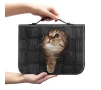 Amzbeauty Housse de bible pour homme et femme en cuir synthétique - Sac fourre-tout pour livres - Accessoires cadeaux chrétiens - Imprimé chat adorable