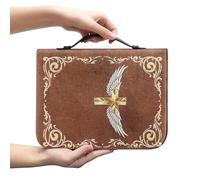 Amzbeauty Housse de protection de la Bible pour homme et femme - En cuir synthétique - Imprimé croix ailée - Fournitures d'étude biblique - Accessoires - Sac fourre-tout avec poignée