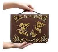 Amzbeauty Sac fourre-tout classique en cuir avec imprimé papillon doré, design élégant avec poignées, fermeture éclair, séparateur intérieur pour accessoires bibliques, parfait pour les services