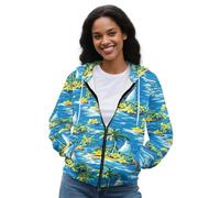 Amzbeauty Sweat à capuche pour femme avec fermeture éclair et poches, Île tropicale., S