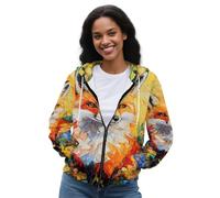 Amzbeauty Sweat-shirt à fermeture éclair intégrale avec poches pour femme - Haut à manches longues - Léger et décontracté - Tenue d'automne, Fleurs de renard, XL