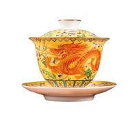 AMZBNEIDI AI润色 428/5000 Tasses de thé et soucoupes Ensemble de bols traditionnels en porcelaine blanche chinoise Gaiwan for cérémonie du thé Kung Fu 150 ml 5 onces 3,74 x 3,66 pouces